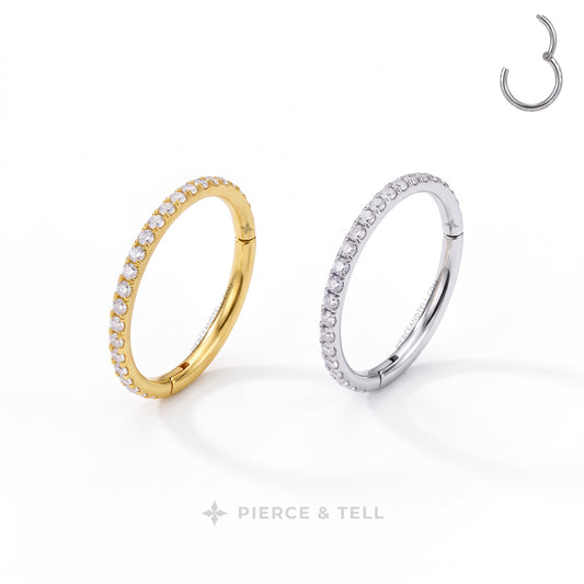 clicker hoop  ring for ear and nose piercing with pierce and tell logo