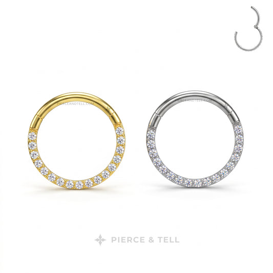 studded clicker rings with pierce and tell logo
